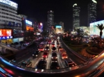 上海繁華街道夜景全景